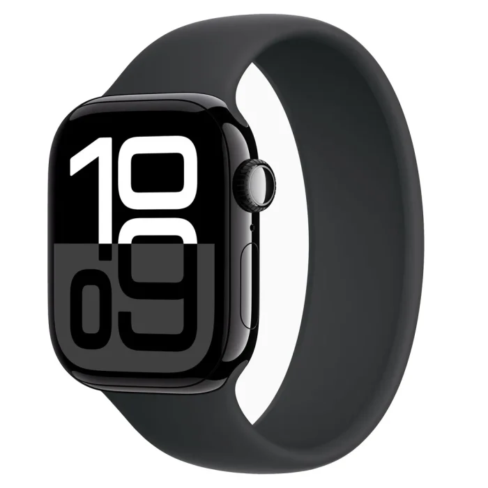 Apple Watch Series 10 GPS 42MM Jet Black Aluminum Case with Black Sport Band - Image 1