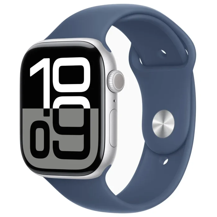 Apple Watch Series 10 GPS 46MM Silver Aluminum Case with Denim Sport Band - Image 1