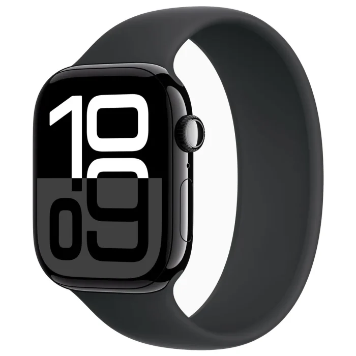 Apple Watch Series 10 GPS 46MM Jet Black Aluminum Case with Black Sport Band - Image 1