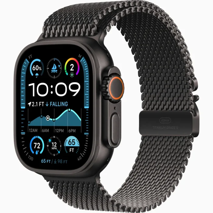 Apple Watch Ultra 2 GPS + CELLULAR 49MM Black Titanium Case with Titanium Milanese Loop - Image 1