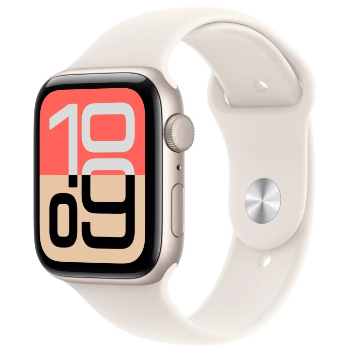 Apple Watch SE 3 (2025) GPS 44MM Starlight Aluminum Case with Starlight Sport Band - Image 1
