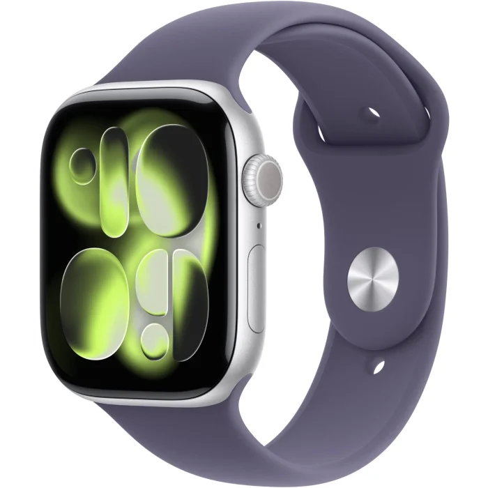 Apple Watch Series 11 GPS 46MM Silver Aluminum Case with Purple Fog Sport Band - Image 1