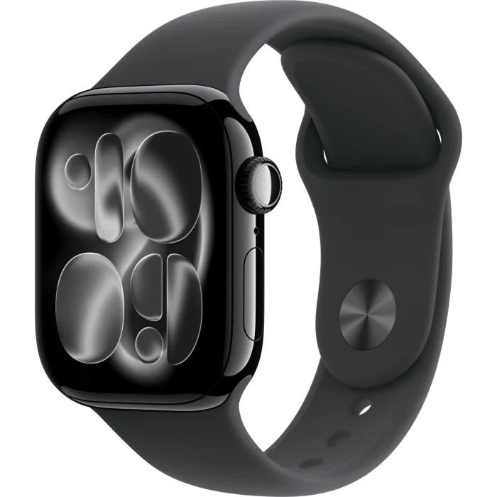 Apple Watch Series 11 GPS 46MM Jet Black Aluminum Case with Black Sport Band - Image 1