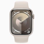 Apple Watch Series 9 GPS 45MM Starlight Aluminum Case with Starlight Sport Band - Image 2