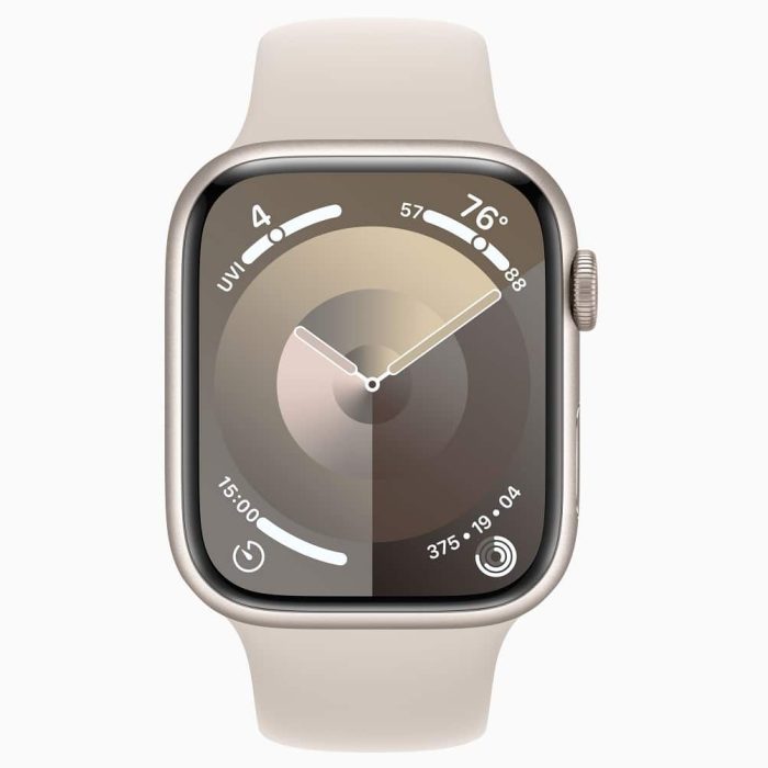 Apple Watch Series 9 GPS 45MM Starlight Aluminum Case with Starlight Sport Band - Image 2