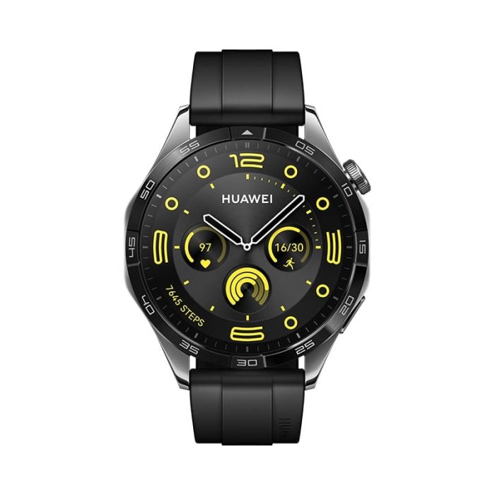 HUAWEI Watch GT 4 stainless steel frame with Black Fluoroelastomer Strap 46mm - Image 2