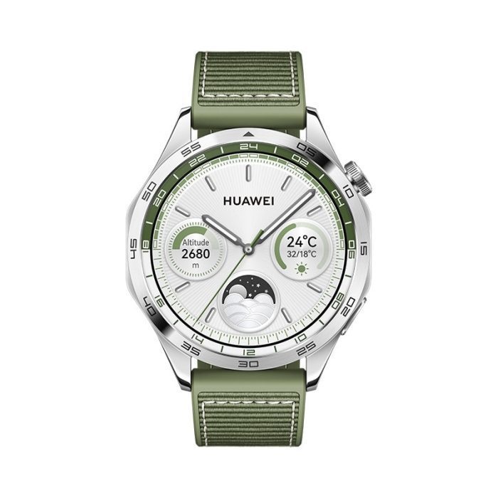 HUAWEI Watch GT 4 stainless steel frame with green woven strap 46mm - Image 2