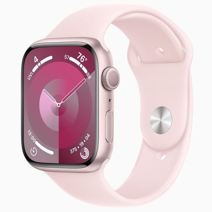 Apple Watch Series 9 GPS 45MM Pink Aluminum Case with Pink Sport Band - Image 1